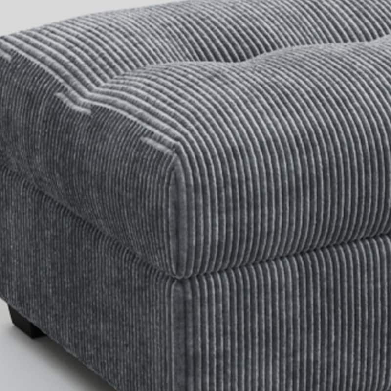 HomeRoots 37" Gray and Black Corduroy Tufted Ottoman