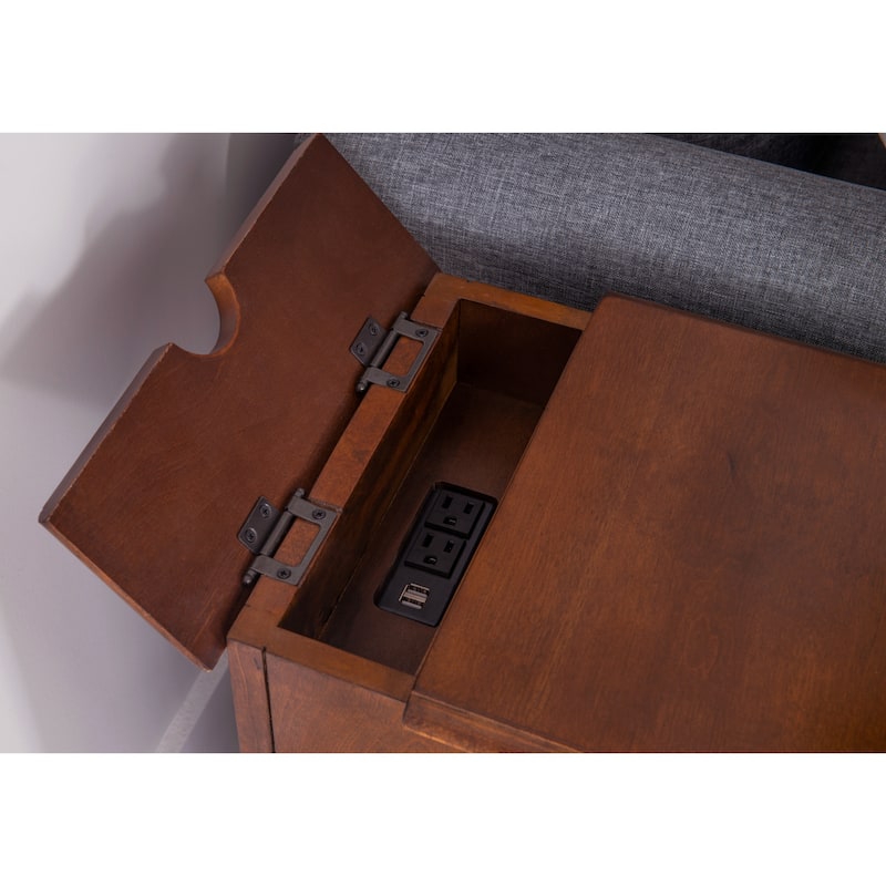 Rectangular Accent Table with USB and Storage Compartment - 24" - Hazelnut Brown