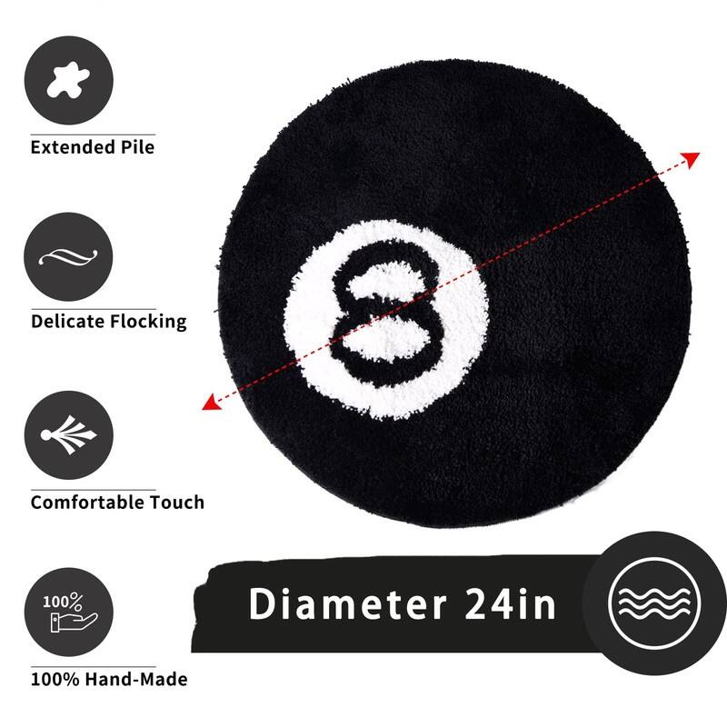 8 Ball Rug Black Round Carpet Billiard Pool
