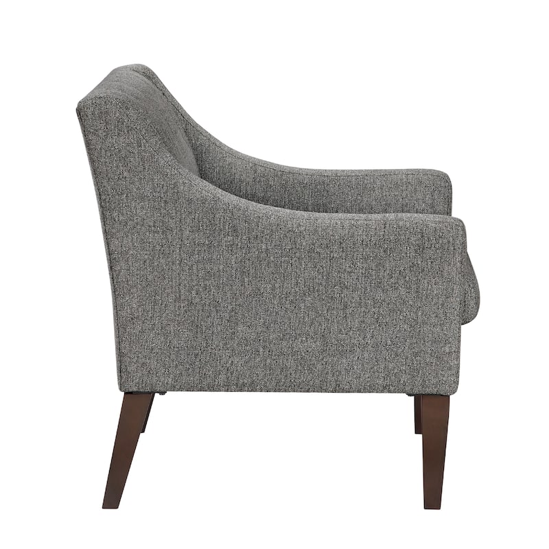 Ginna Accent Armchair, Button Tufted Dark Gray Polyester, Brown Legs