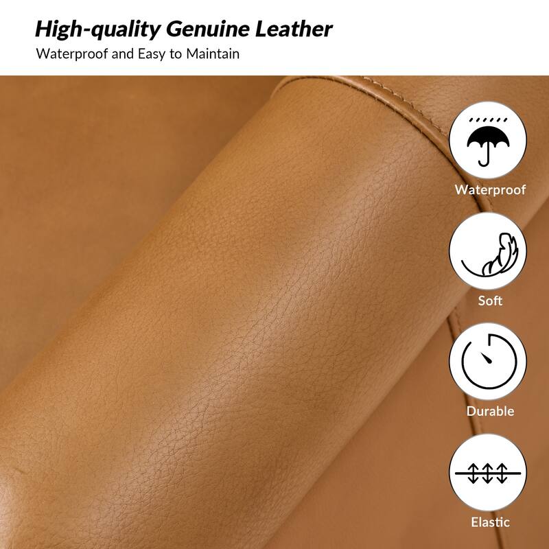 Gerhard Genuine Leather Armchair with Nailhead Trims and Removable Cushion Set of 2 by HULALA HOME