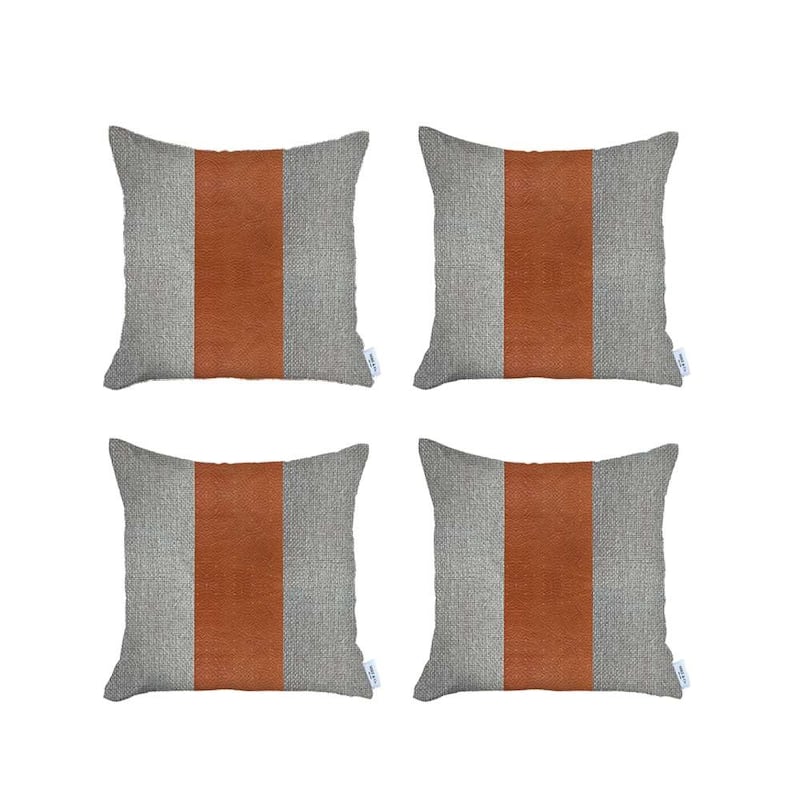 Boho-Chic Decorative Vegan Faux Leather Pillow Covers 4 PCS