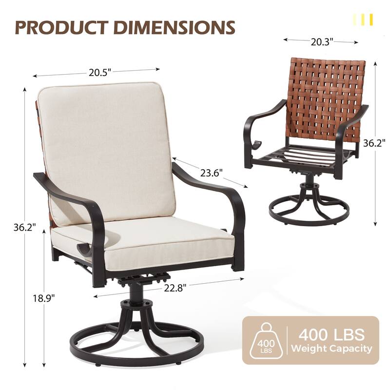 EROMMY Outdoor Swivel Patio Chairs, Heavy Duty Dining Chairs with Thickened Cushions, Wicker Patio Chairs with Gentle Rocker