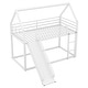 preview thumbnail 7 of 9, Twin Over Twin Heavy Steel Low Bunk Bed with Ladder & Slide, Space-Saving House Shaped Bunk Bed Frame for Kids Boys Girls, White