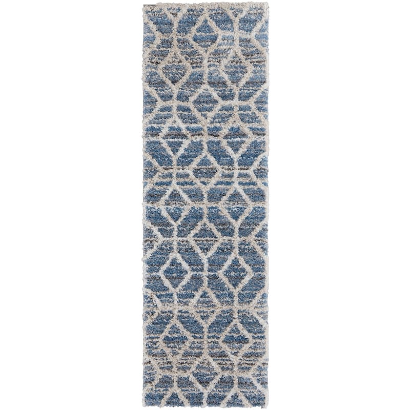 Grand Bazaar Caide Machine Made Diamond Transitional Area Rug - 2'6" x 8' - Blue/Ivory