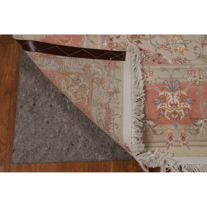 Floral Vegetable Dye Signed Tabriz Persian Rug Handmade Wool Carpet - 6'6"x 9'9"