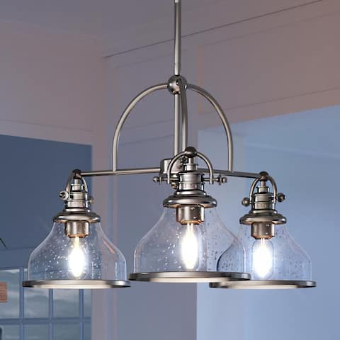 Luxury Traditional Chandelier, 15.5"H x 24"W, with Classic Style, Brushed Nickel, by Urban Ambiance