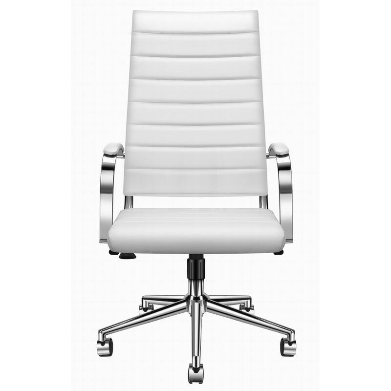 LUXMOD® Office Chair Faux Leather Silver Frame Adjustable and Swivel