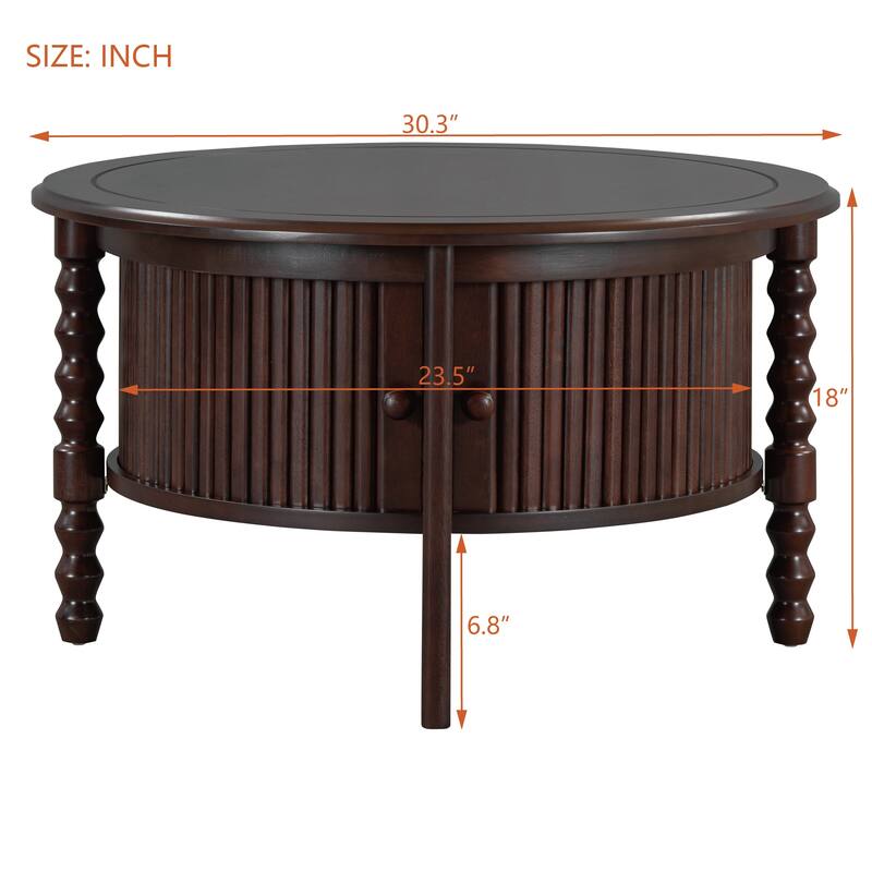 Vintage Round Coffee Table with Storage