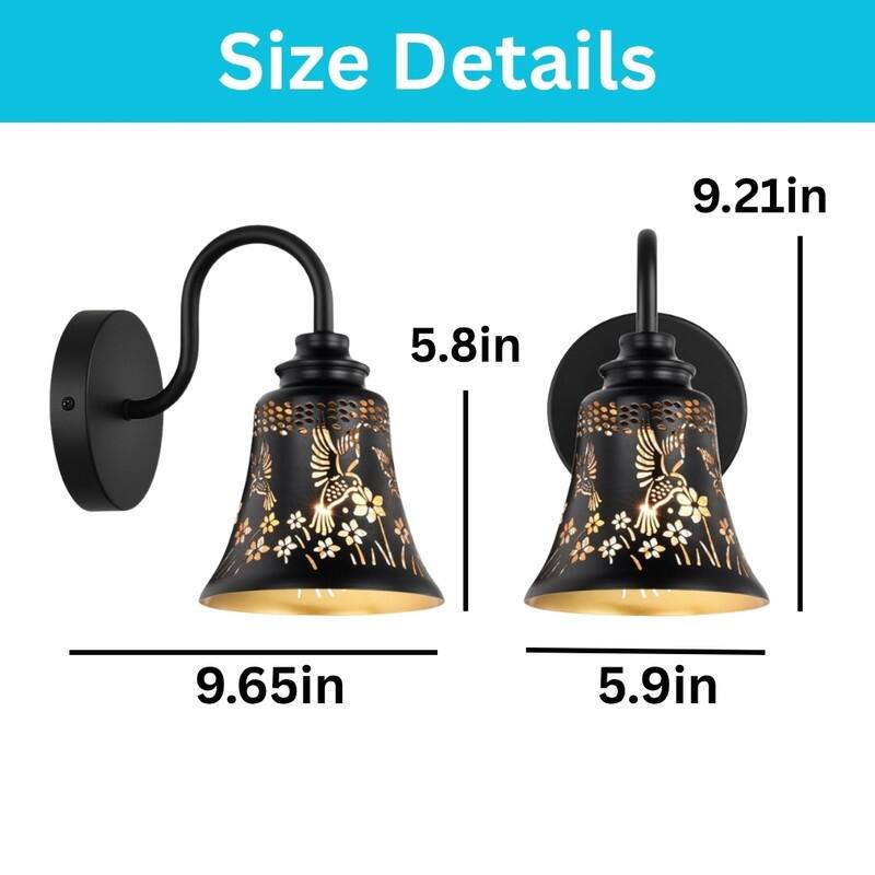 2 Pack light bulb light farmhouse lamp fixtures metal wall sconces