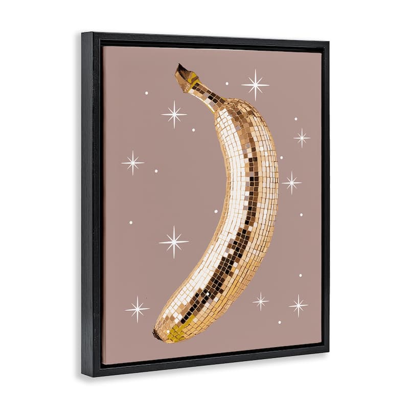 Stupell Luminous Glam Banana Framed Floater Canvas Wall Art Design By Lil' Rue