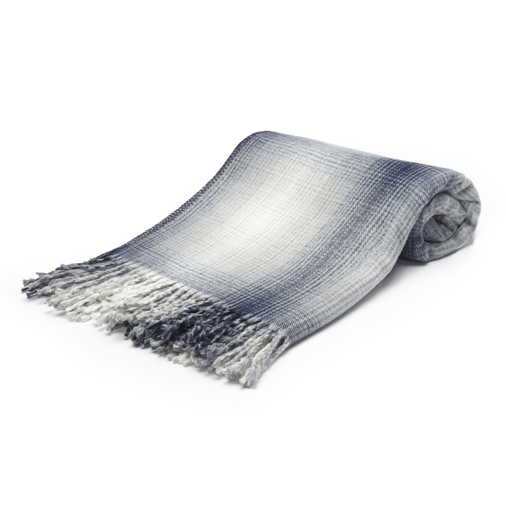 Acrylic Woven Queen Size Throw Blanket with Hand Knotted Fringes