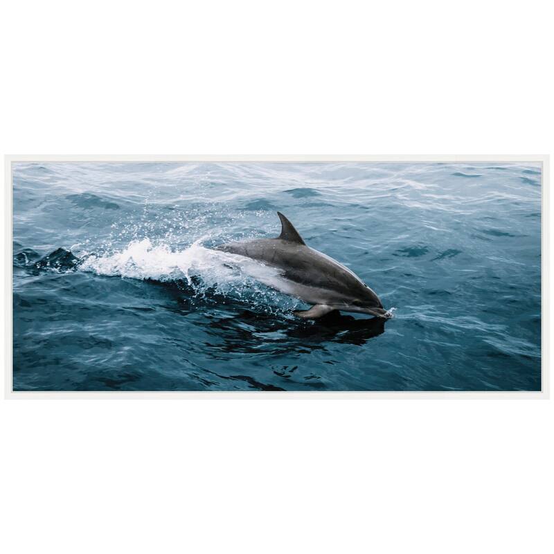 Kate and Laurel Sylvie Dolphin Skipping along in the Ocean Framed Canvas by Michael Schauer