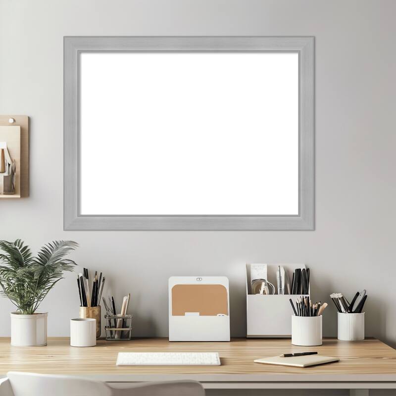 Amanti Art Vista Brushed Nickel Narrow Framed Dry Erase Magnetic Board