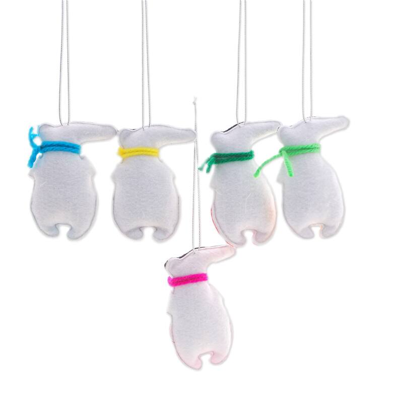 Novica Handmade Anteater Festival Felt Ornaments (Set Of 5)
