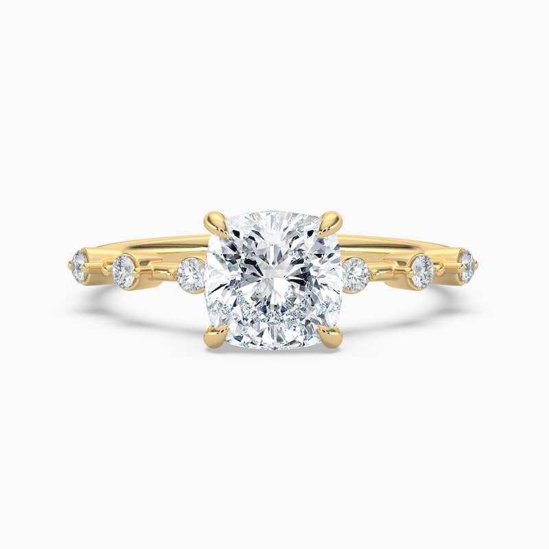 Auriya 14k Gold Cushion Lab Grown Diamond Station Hidden Halo Engagement Ring 1.00 to 5.00 ct. tw. (F-G, VS) - 4.5 - 1.25 carats - Yellow