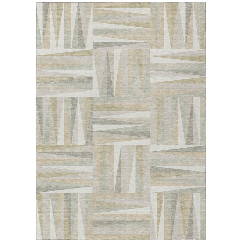 Machine Washable Indoor/ Outdoor Contemporary Mosaic Chantille Rug