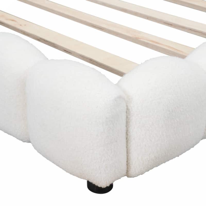 Upholstered Full Size platform bed with USB Ports and LED belt