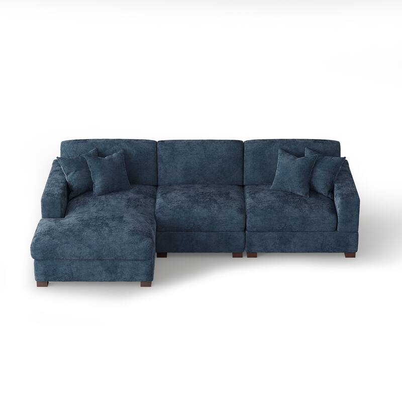 Oversized Modern Chenille Modular Sectional Sofa with Chaise