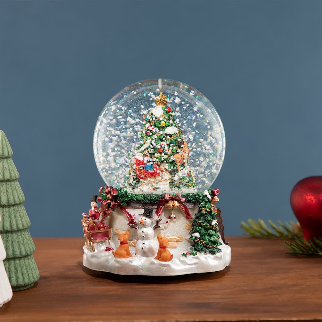 Musical Christmas Tree and Santa Claus Snow Globe - 6.75"