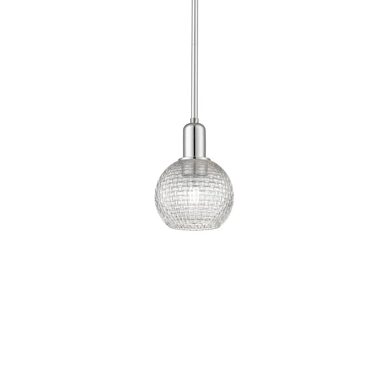 Innovations Lighting 716-1S-9-6 Athens Pendant Athens 6" Wide Mini - Polished Chrome / Clear Basketweave