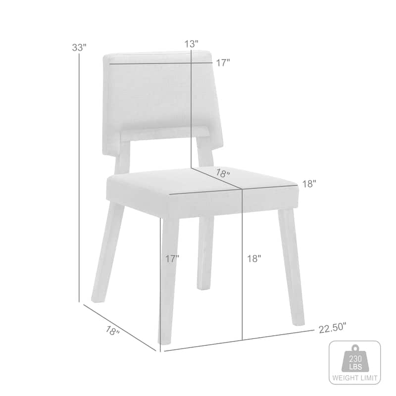Channell Mid-Century Modern Upholstered Wood Dining Chairs - Set of 2