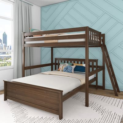 Max and Lily L-Shaped Full over Queen Bunk Bed with Ladder on End