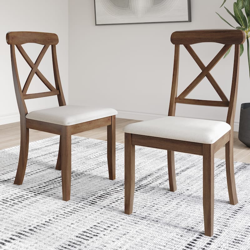 CraftPorch Farmhouse Style Wooden Dining Chairs (Set of 2) - N/A
