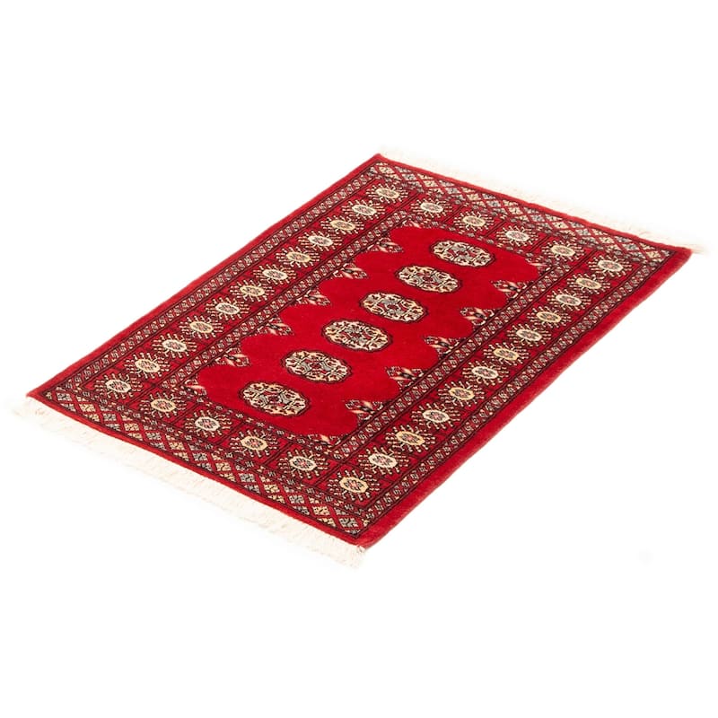 ECARPETGALLERY Hand-knotted Finest Peshawar Bokhara Red Wool Rug - 2'8 x 3'11