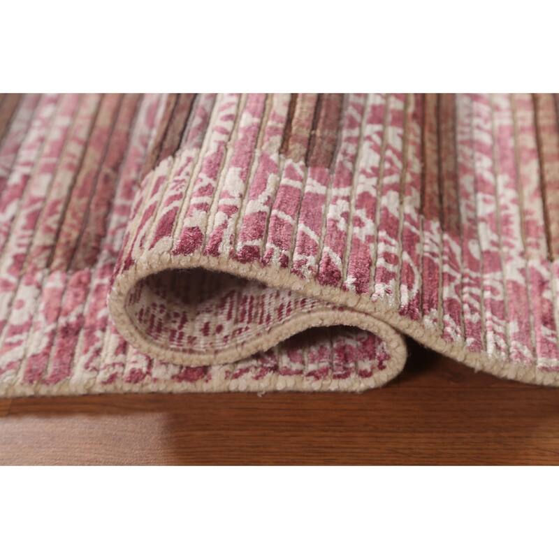 Striped Abstract Accent Rug Handmade Modern Wool Carpet - 2'8"x 4'9"
