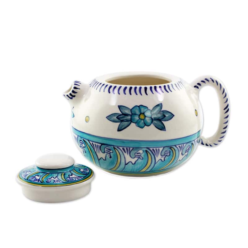 Novica Handmade Bermuda Ceramic Teapot
