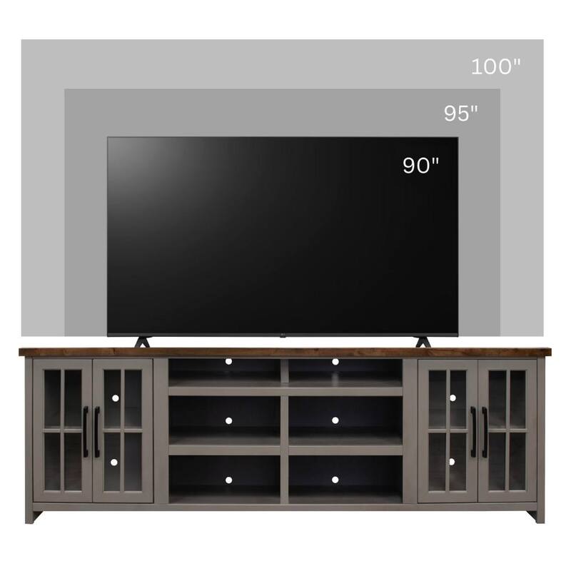 Bridgevine Home Modern Farmhouse 96 inch TV Stand Console for TVs up to 100 inches, No Assembly Requried, Two-Tone Finish