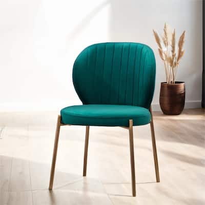 Contemporary Velvet Upholstery Dining Chair, Green/Yellow