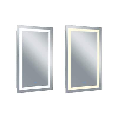 49" x 30" Abril Matte White Rectangle LED Wall Mirror