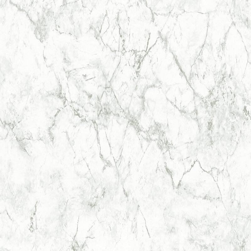 Galerie Wallcoverings Bricks and More Collection Marble Stone Matte Finish Vinyl on Non-woven Wallpaper Roll - 33-feet long x 21-inches wide - White