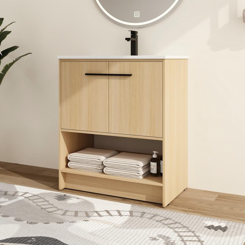 Malwee 30"/36" FreeStanding Bathroom Vanity, Floor Stand Bathroom Vanity with Sink and Soft Close Door
