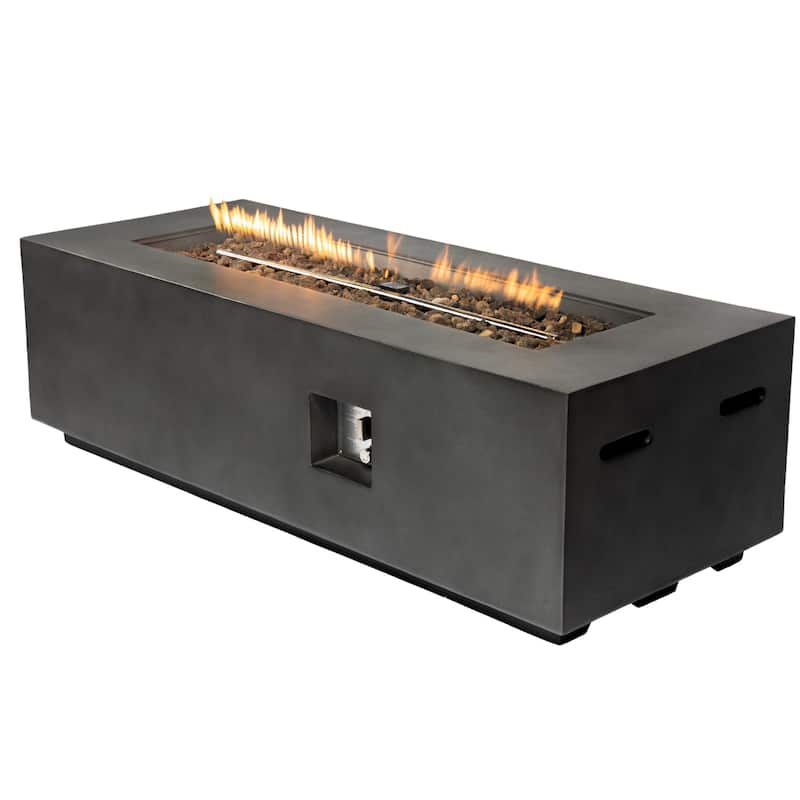 GDFStudio - 60" Outdoor Magnesium Oxide Fire Pit Table - Dark Gray
