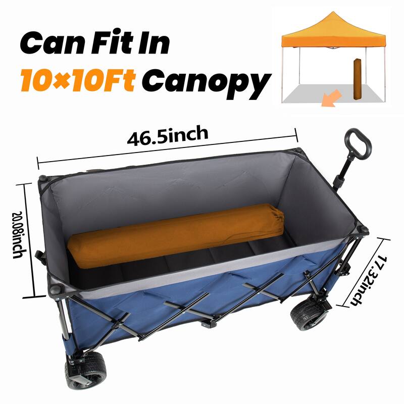 51"Extended Heavy-Duty Foldable Utility Wagon,480lbs,Patented Ultra-Stable Frame,1:6 Space-Saving Fold,Portable and Collapsible