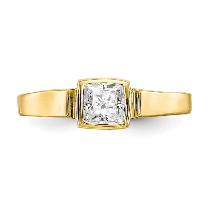 Curata 10 karat Yellow Gold Bezel-set Square Cubic Zirconia Adjustable Toe Ring