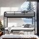 preview thumbnail 1 of 8, Modern Twin over Twin Metal Bunk Bed with Dual Ladders, Sturdy and Durable Design, Plenty of Storage Space, Easy Assembly Guide Black - Twin
