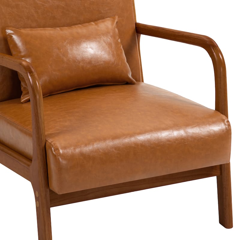 Mid Century Solid Wood Upholstered Accent Chair