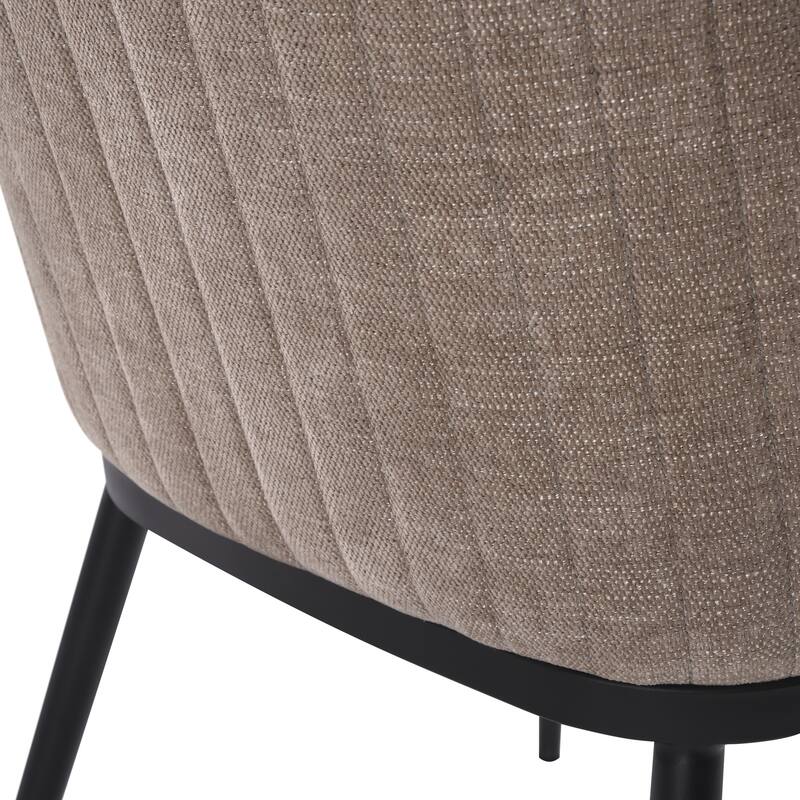 Mae Modern Almond Upholstered Dining Chair with Curved Back and Arms - Set of 2