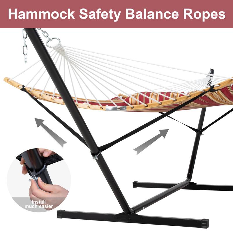 2-person Outdoor Hammock with Stand & Pillow