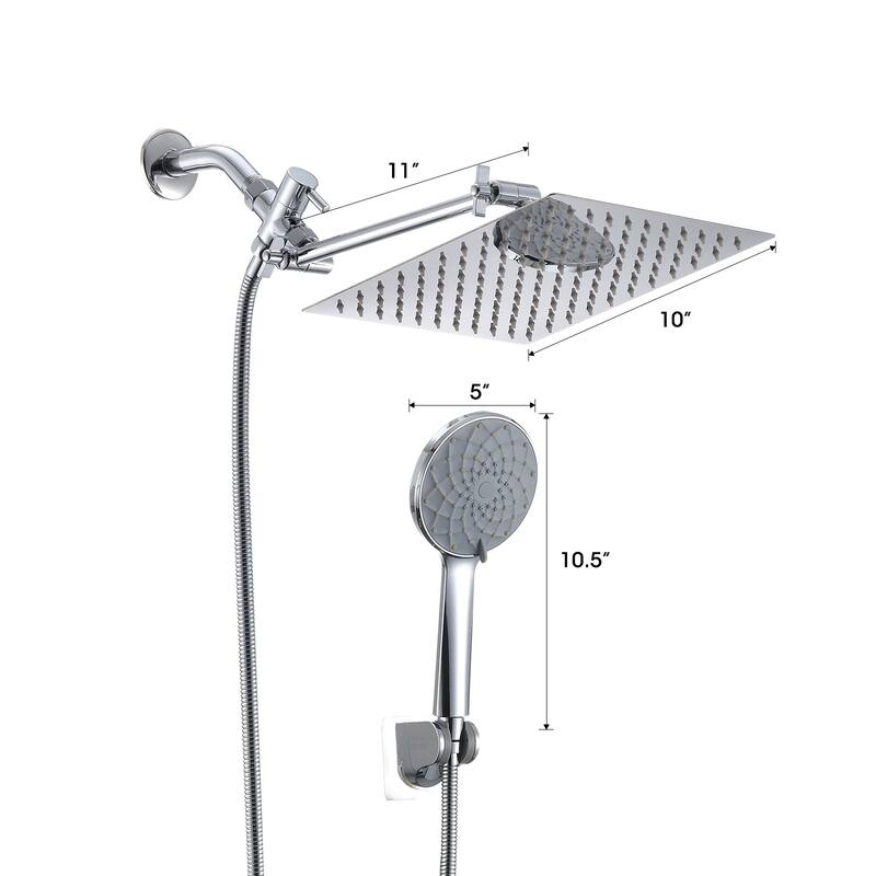 Shower Head,Rainfall Shower Head/Handheld Shower Combo, 6 Settings Adjustable Anti-leak Shower Head Height/Angle Adjustable