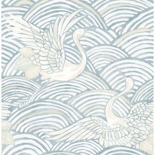 A-Street Prints Egret Sky Blue Tidal Dance Wallpaper