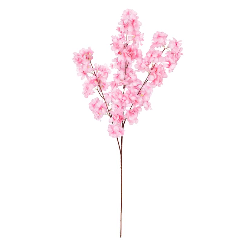 Set of 4 Pink Artificial Double Bloom Cherry Blossom Flower Stem Spray 42in - 42" L x 10" W x 5" DP - Pink - 42" L x 10" W x 5" DP