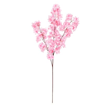 Set of 4 Pink Artificial Double Bloom Cherry Blossom Flower Stem Spray 42in - 42" L x 10" W x 5" DP