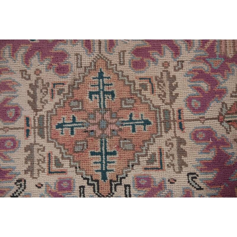 Geometric Tabriz Persian Vintage Area Rug Handmade Wool Carpet - 9'7"x 12'5"