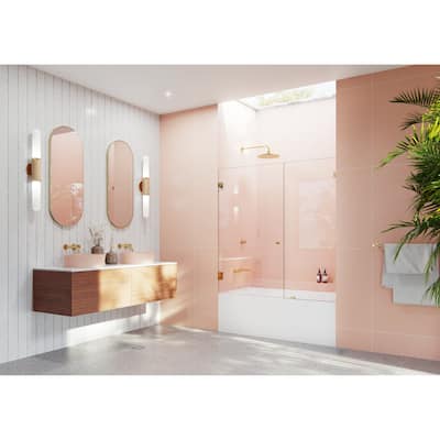 Glass Warehouse 58.25" x 54" Frameless Shower Bath Door - Wall Hinge