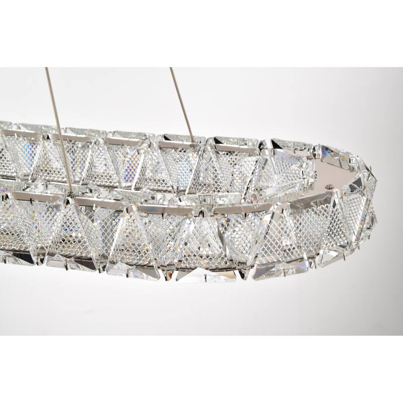 Asher LED 36 Inch Oval Pendant Polished Nickel Finish K9 Crystal - Polished Nickel